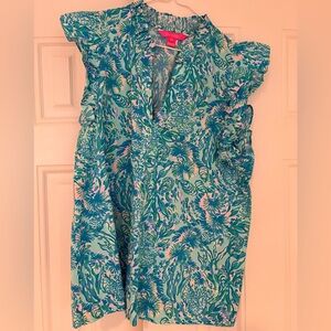 Lilly Pulitzer Women’s Tropical Print Sleeveless Blouse. Size Large EUC